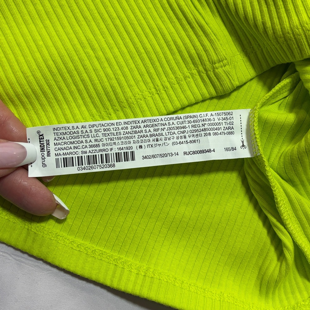 Zara girls cropped tank top size 13-14 lime green NWT - Picture 3 of 7